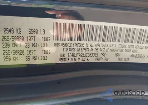 2018 Jeep Grand Cherokee Laredo из США, поврежденный, VIN 1C4RJFAG5JC303309